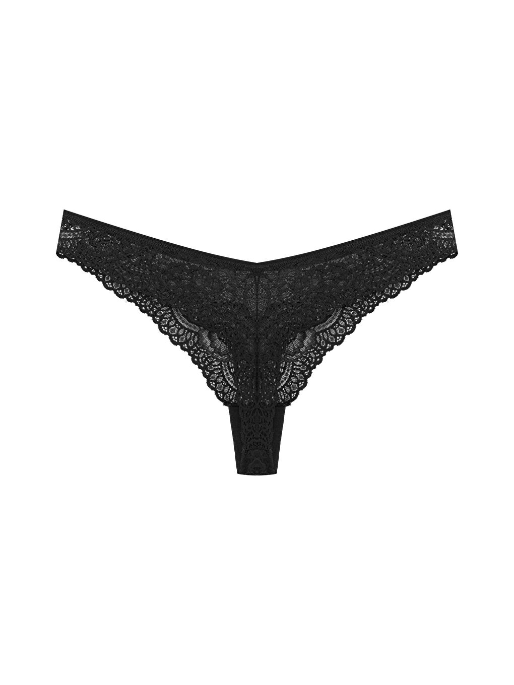 Siyah Dantelli Yüksek Bel Brazil Kadın Tanga Külot-1