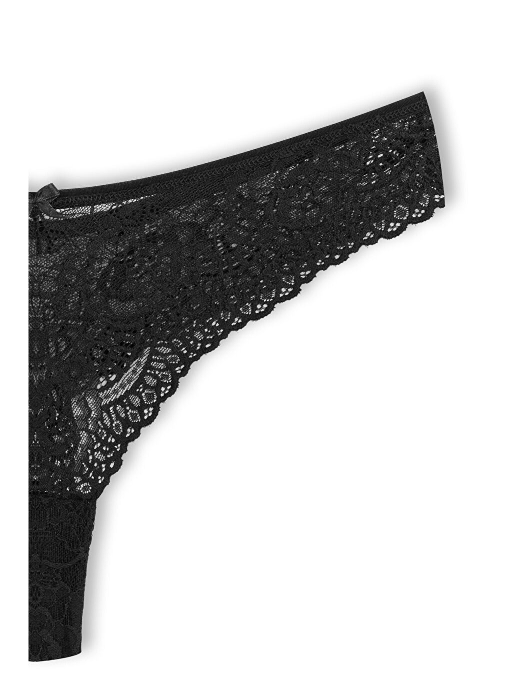 Siyah Dantelli Yüksek Bel Brazil Kadın Tanga Külot-2