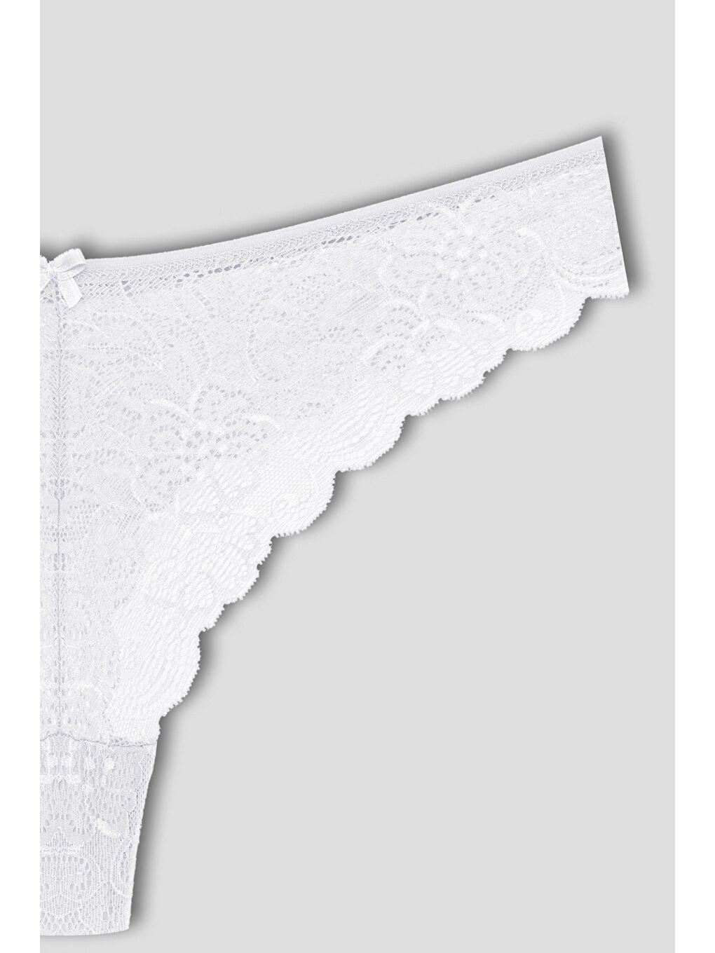 Beyaz Dantelli Yüksek Bel Brazil Kadın Tanga Külot-2