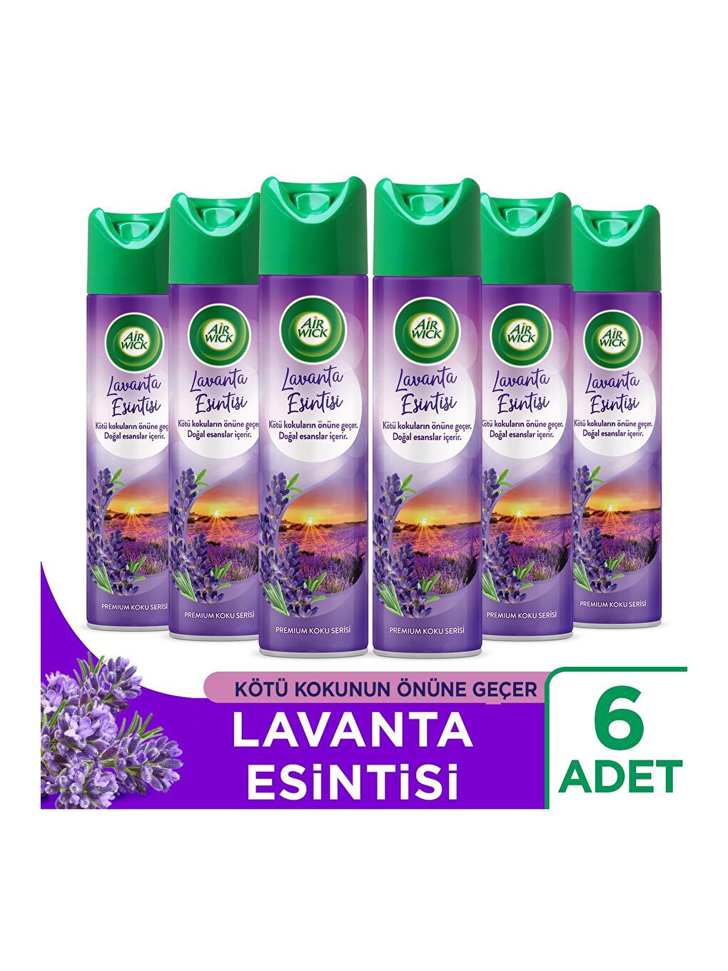 Air Wick Renksiz Sprey Aerosol Lavanta Esintisi Oda Kokusu (6 x 300 ml)