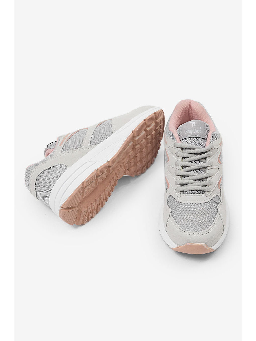 Gri Unisex Buz Pudra Poli Taban Nefes Alabilen Kumaş Bağcıklı Spor Ayakkabı-3