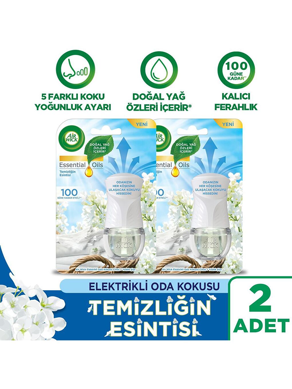 Air Wick Renksiz Elektrikli Oda Kokusu Kit  (Cihaz+Yedek Temizliğin Esintisi) x 2