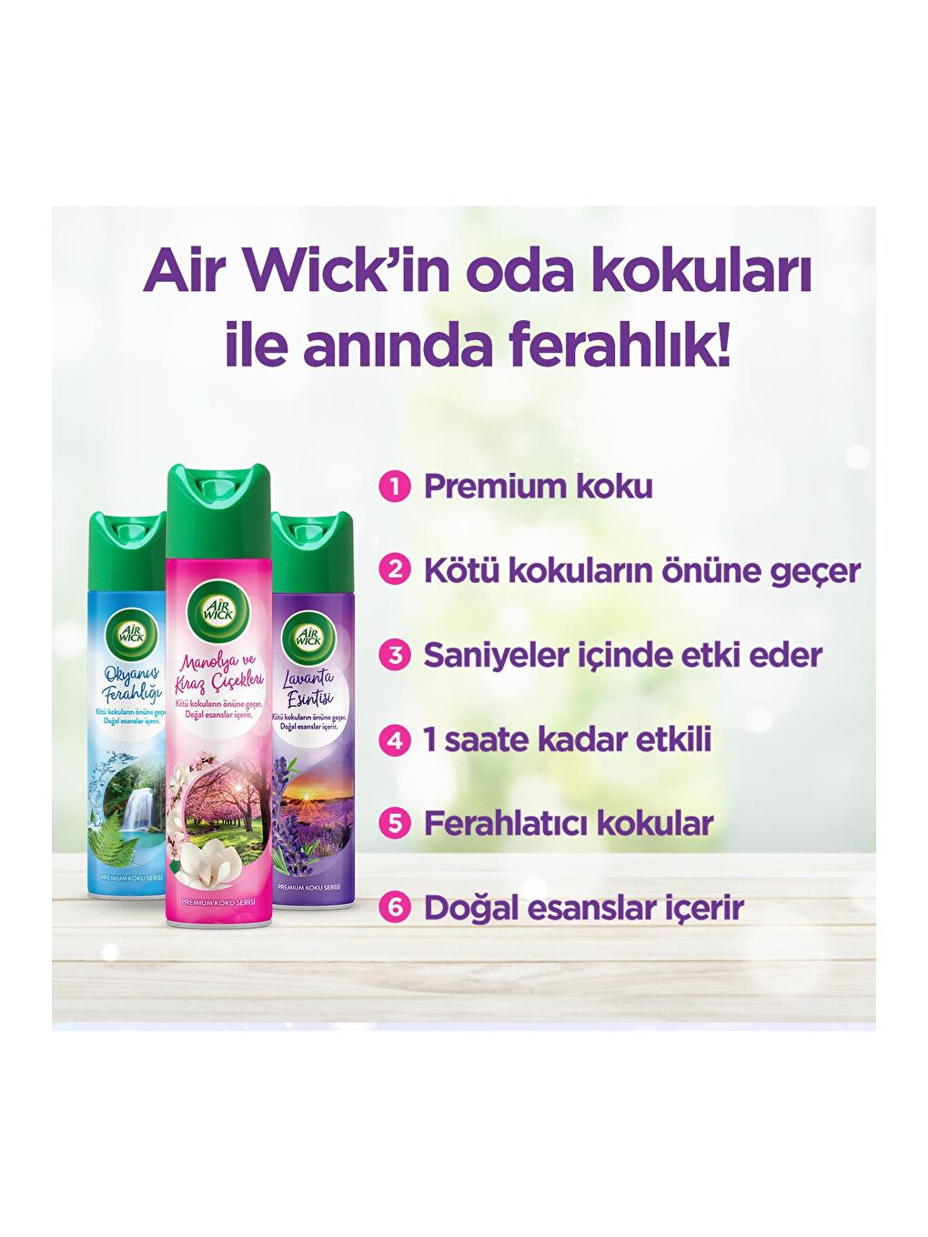 Air Wick Renksiz Sprey Aerosol Lavanta Esintisi Oda Kokusu (6 x 300 ml) - 3