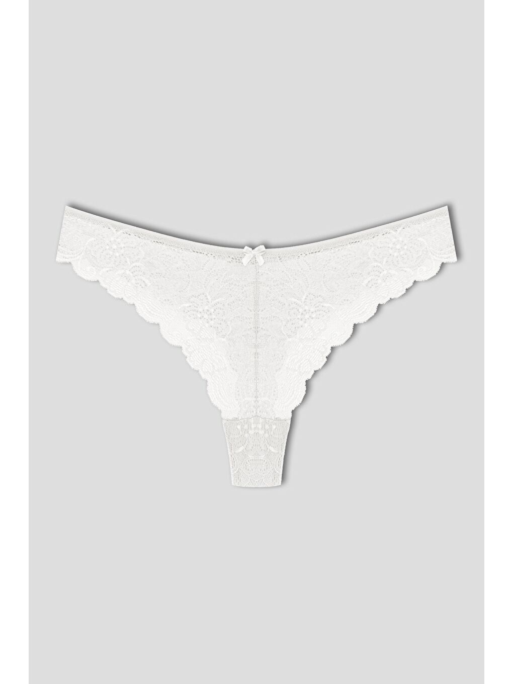 Ekru Dantelli Yüksek Bel Brazil Kadın Tanga Külot