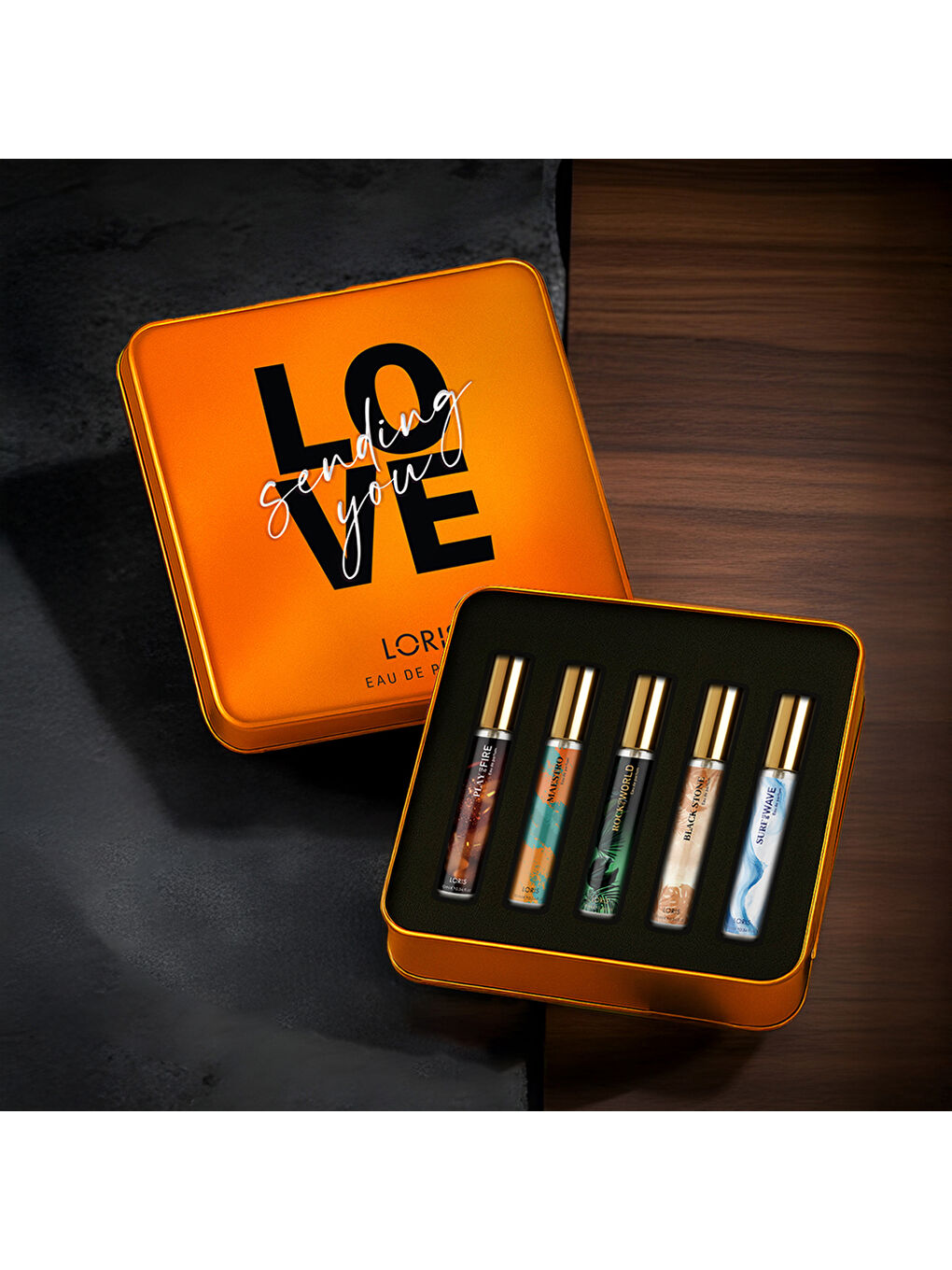 Sevgililer Günü 5li Erkek Parfüm Seti – Turuncu-3