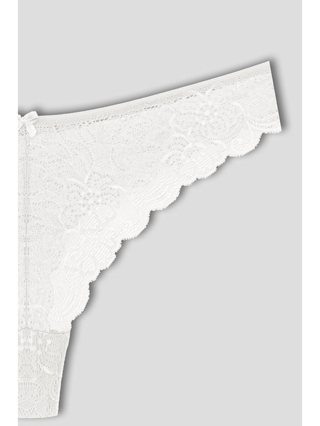 Ekru Dantelli Yüksek Bel Brazil Kadın Tanga Külot-2