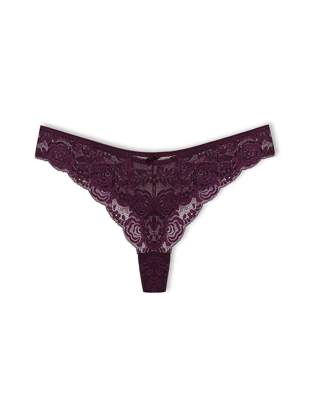 Mor Dantelli Yüksek Bel Brazil Kadın Tanga Külot