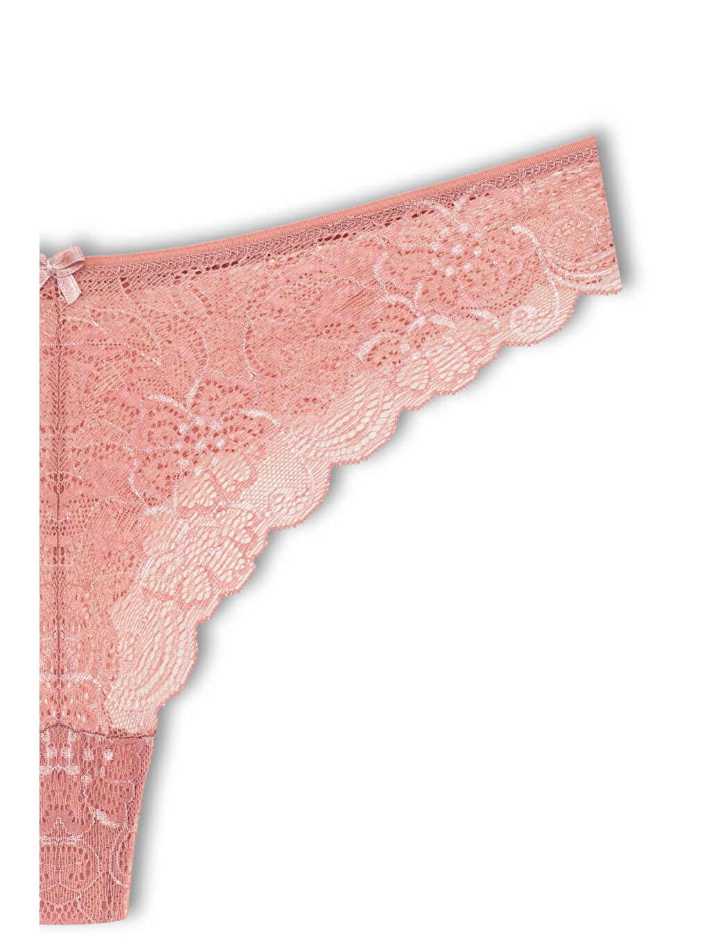 Bej Dantelli Yüksek Bel Brazil Kadın Tanga Külot-2