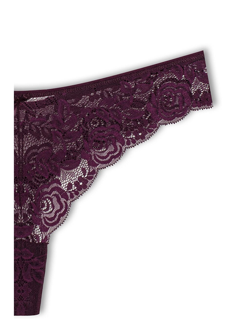 Mor Dantelli Yüksek Bel Brazil Kadın Tanga Külot-2