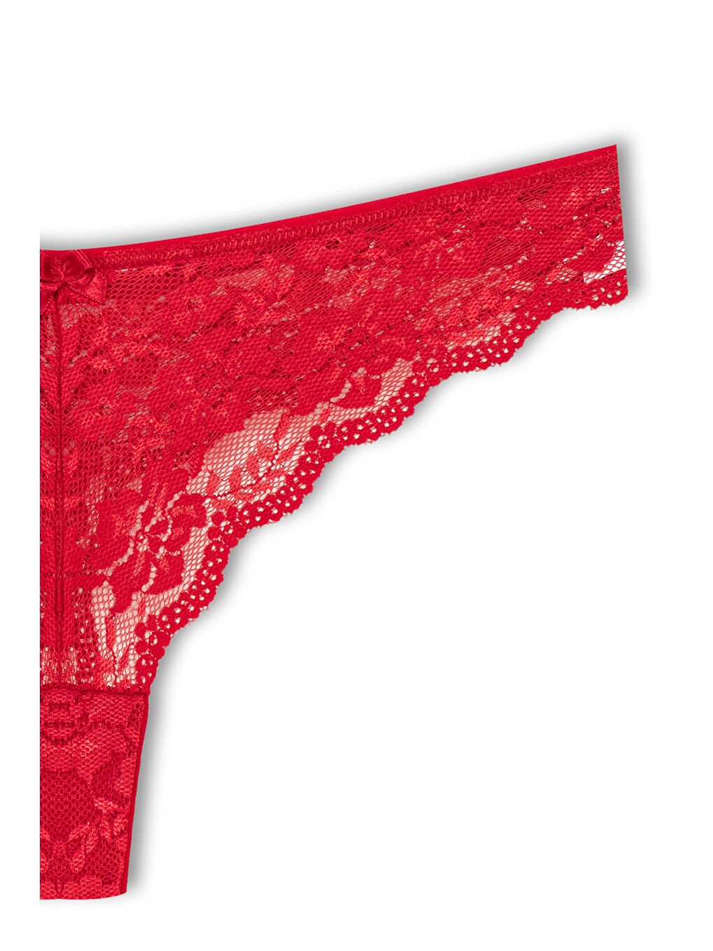 Kırmızı Dantelli Yüksek Bel Brazil Kadın Tanga Külot-2