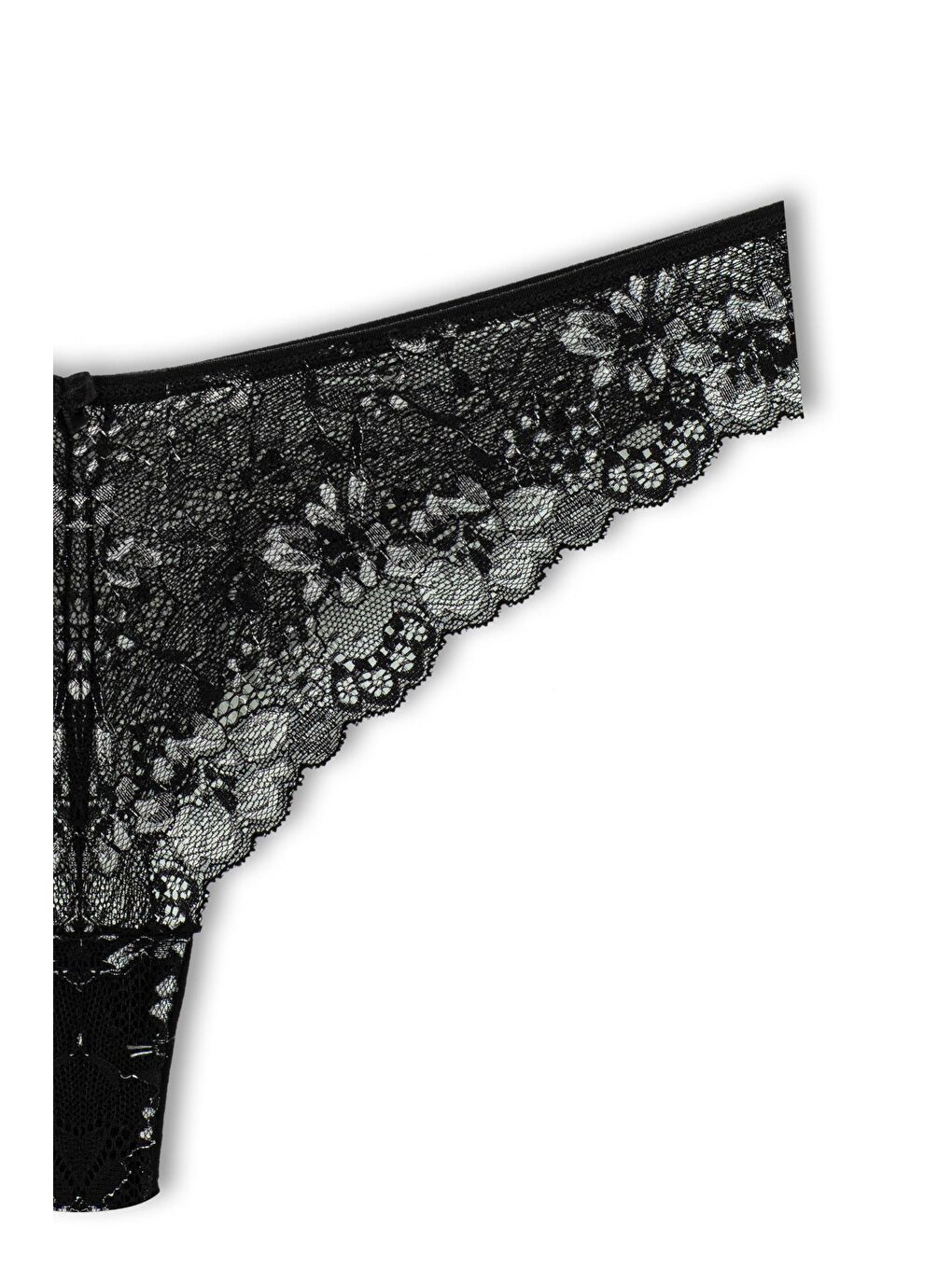 Gri Çift Renk Dantelli Yüksek Bel Brazil Kadın Tanga Külot-1