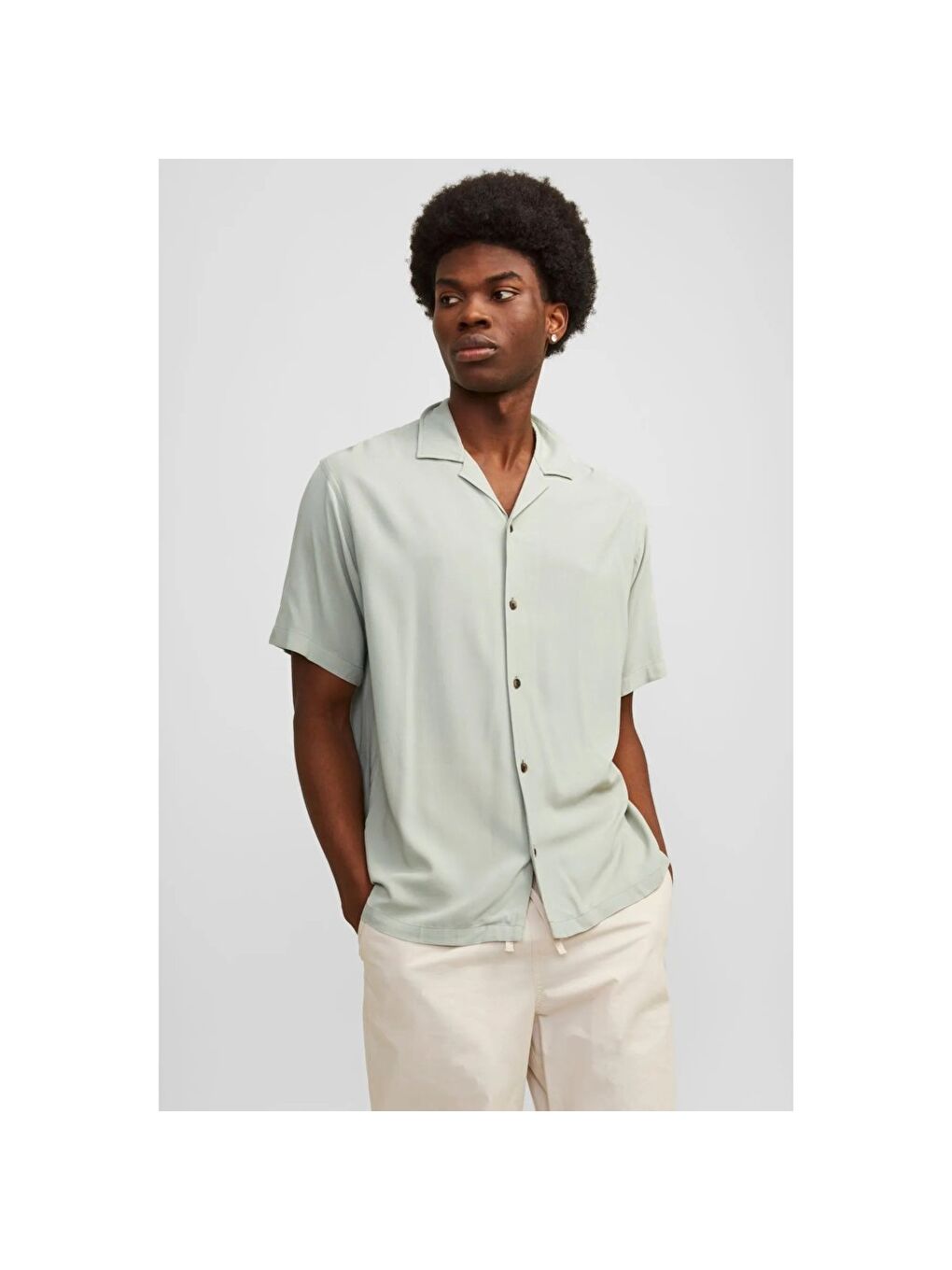 Linen Blend Resort Erkek Turkuaz Klasik Yaka Gömlek