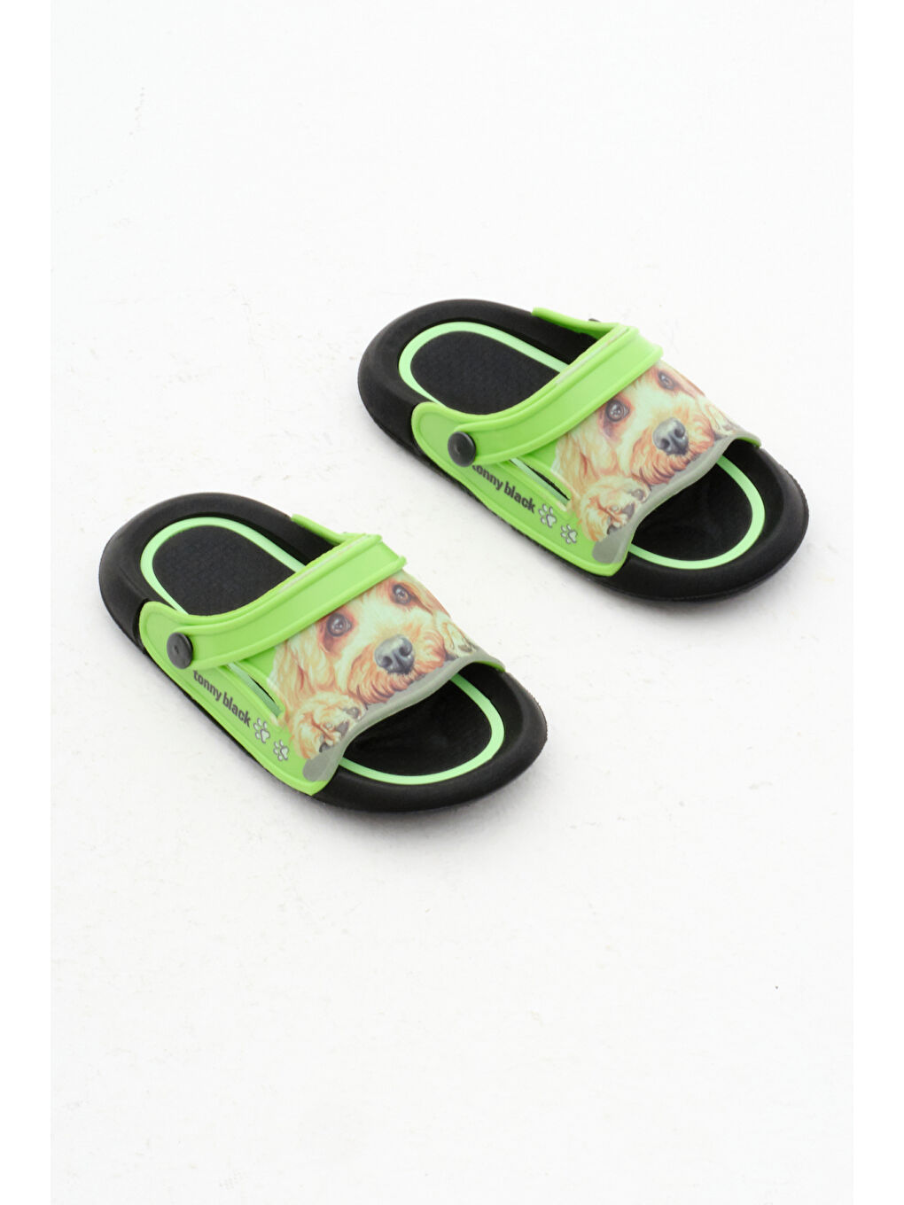 Erkek Çocuk Yeşil Köpek Desenli Poli Taban Terlik-2