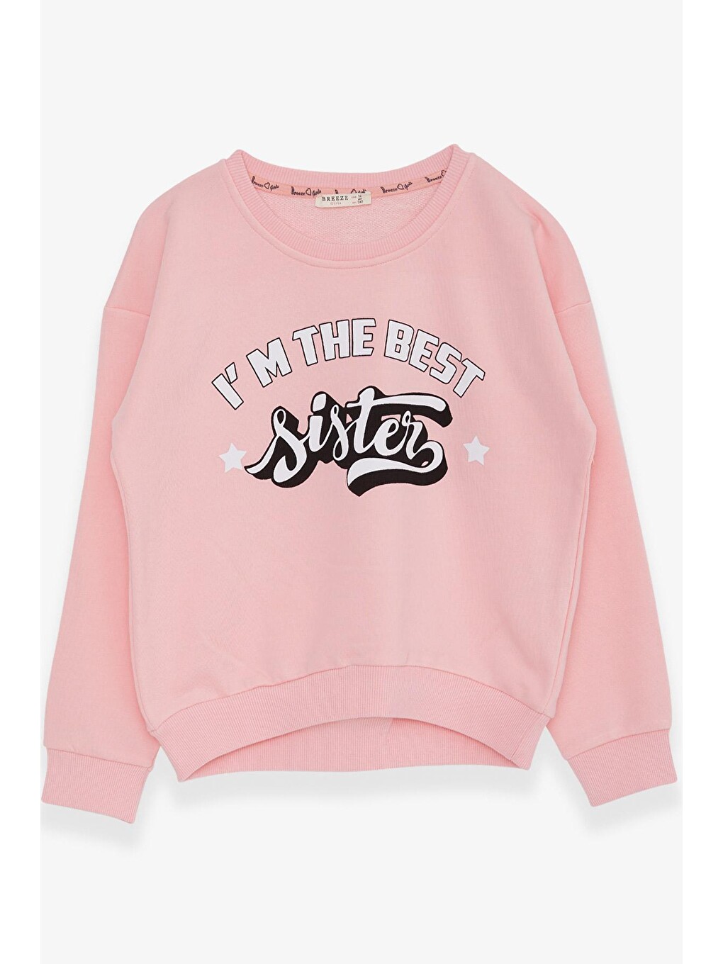 Pembe Kız Çocuk Sweatshirt Yazı Baskılı Pudra (9 Yaş)