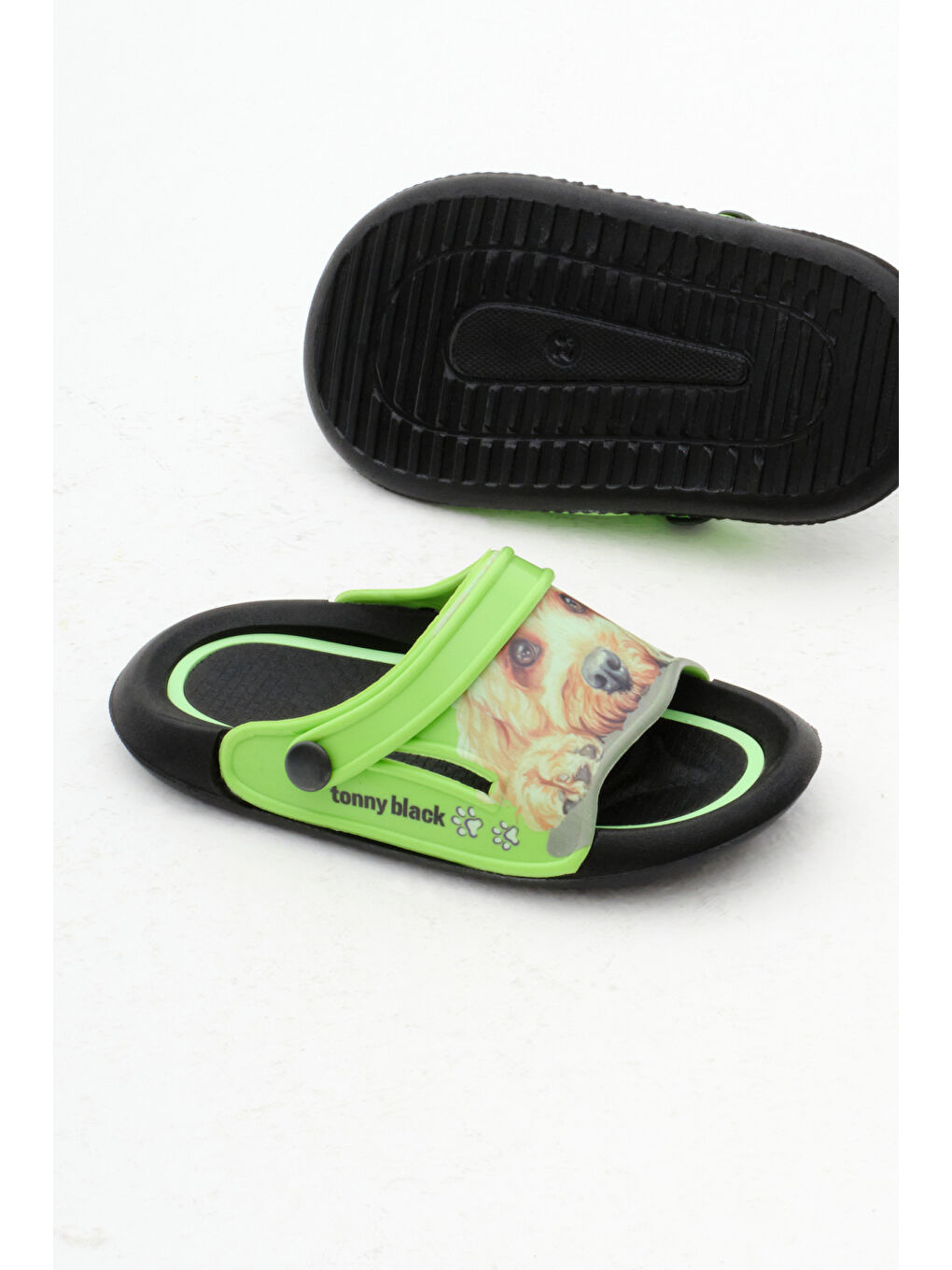 Erkek Çocuk Yeşil Köpek Desenli Poli Taban Terlik-4