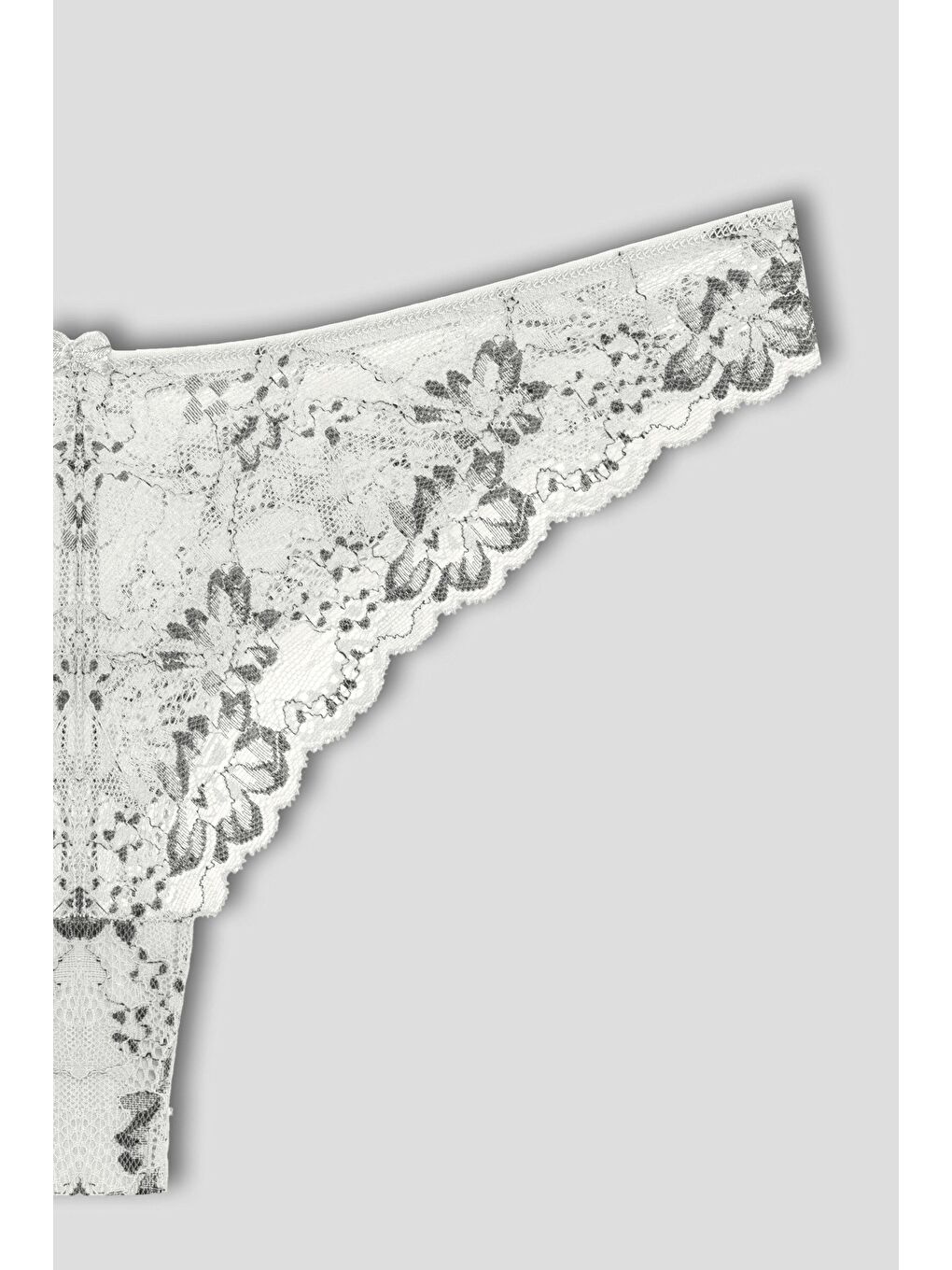 Gri Çift Renk Dantelli Yüksek Bel Brazil Kadın Tanga Külot-2