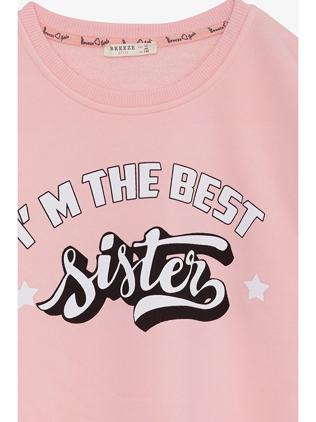 Pembe Kız Çocuk Sweatshirt Yazı Baskılı Pudra (9 Yaş)-2
