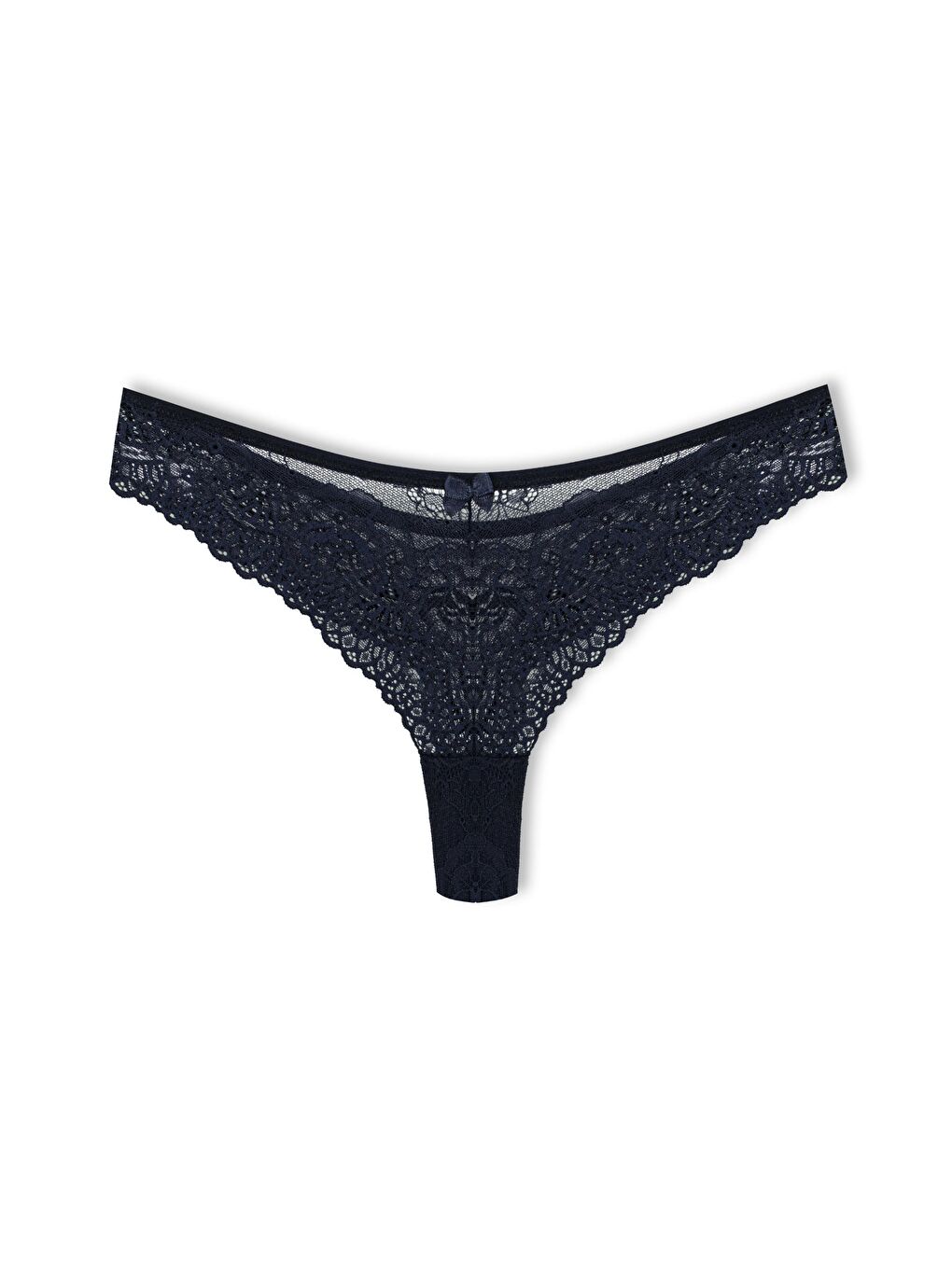 Lacivert Dantelli Yüksek Bel Brazil Kadın Tanga Külot