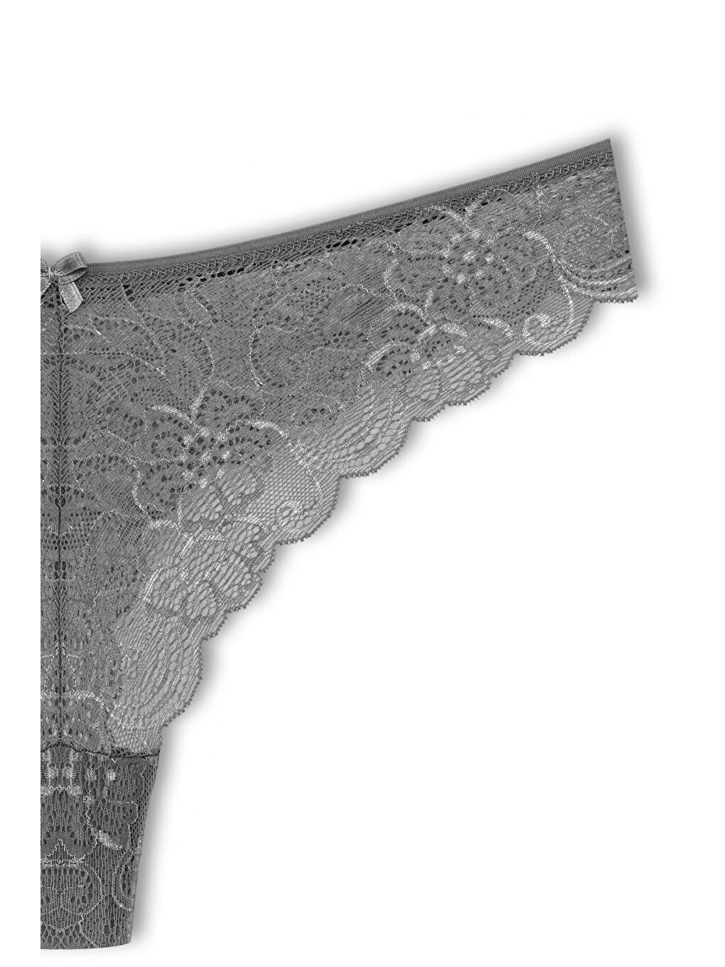 Gri Dantelli Yüksek Bel Brazil Kadın Tanga Külot-2