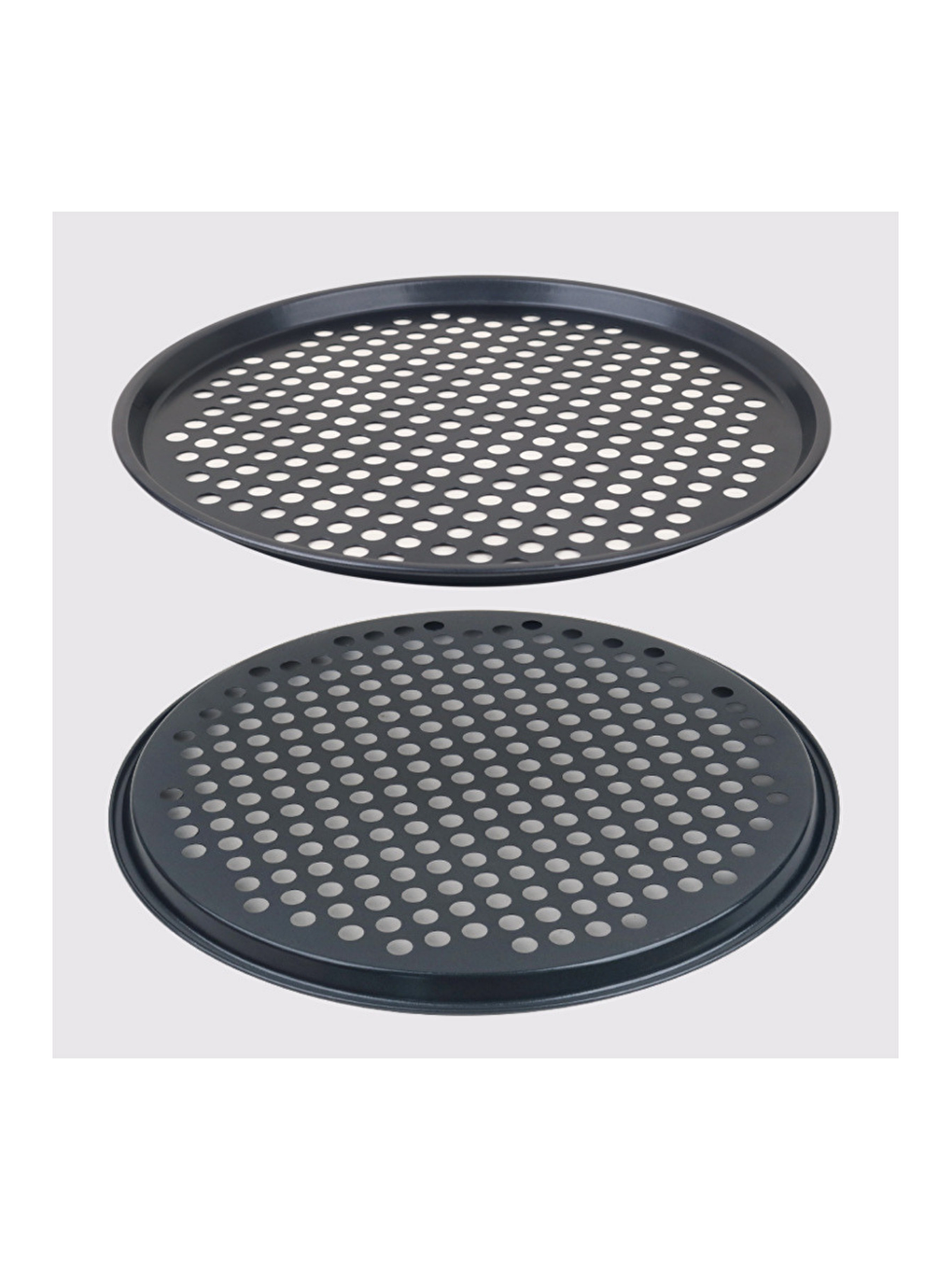 Antrasit Paslanmaz Karbon Çelik, Delikli, Yanmaz Yapışmaz 32 Cm Büyük Boy Pizza ve Lahmacun Tepsisi-3