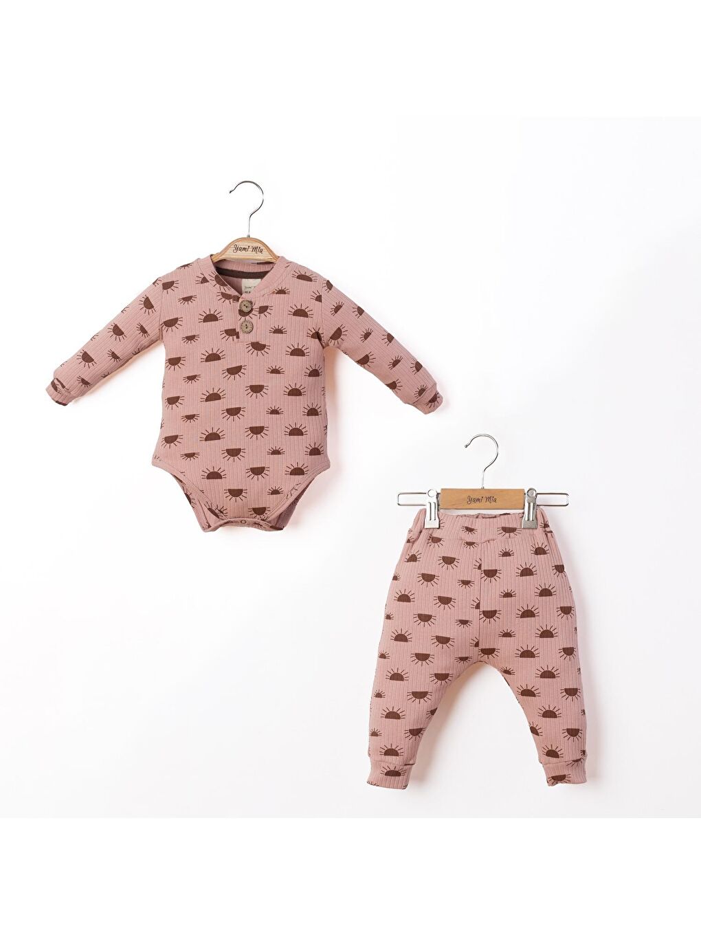 Pembe Baskılı Fitilli Bebek Alt Üst Takım