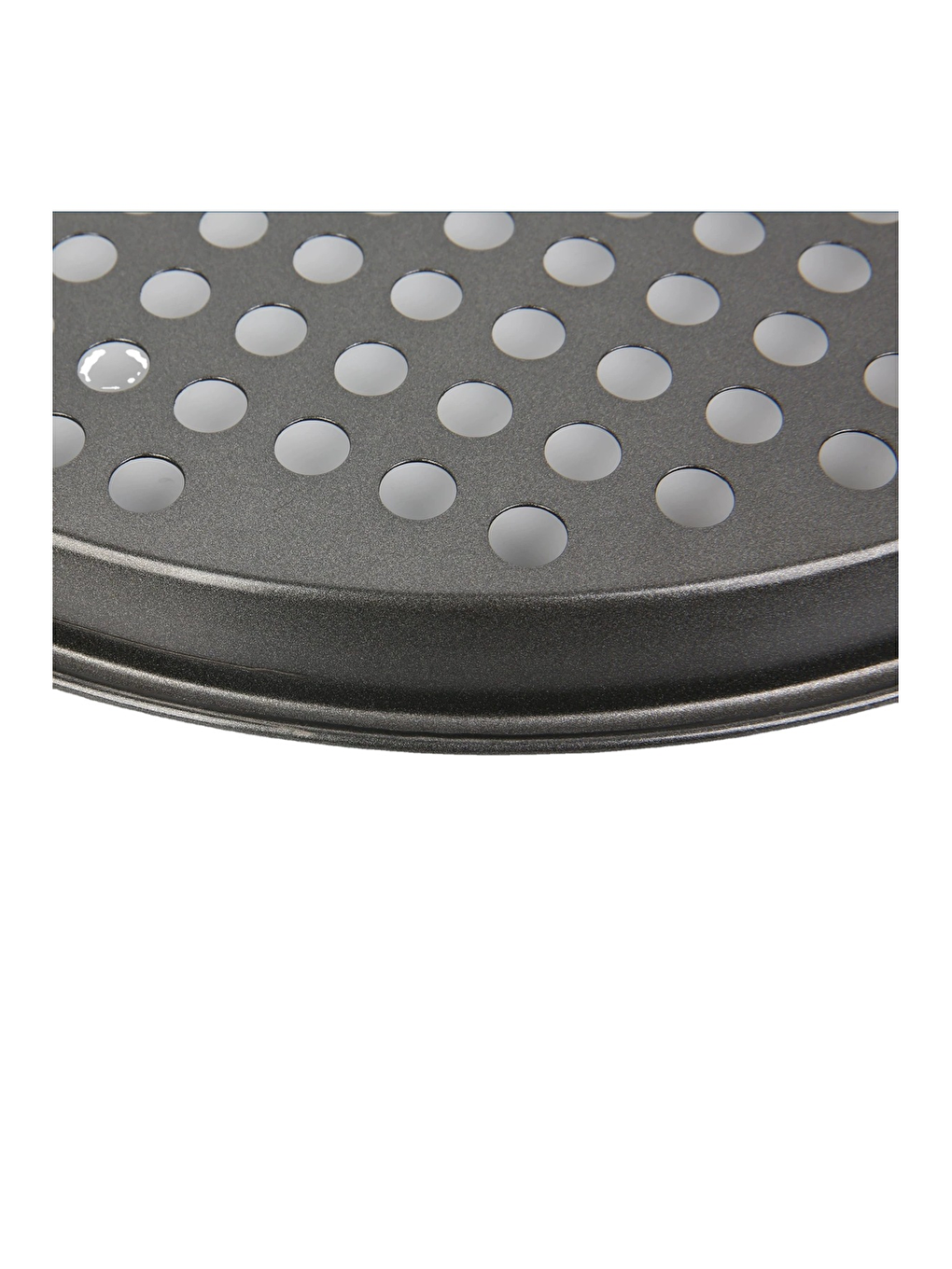 Antrasit Paslanmaz Karbon Çelik, Delikli, Yanmaz 32 Cm Büyük Boy Pizza ve Lahmacun Tepsisi ve Pizza Ruleti-2