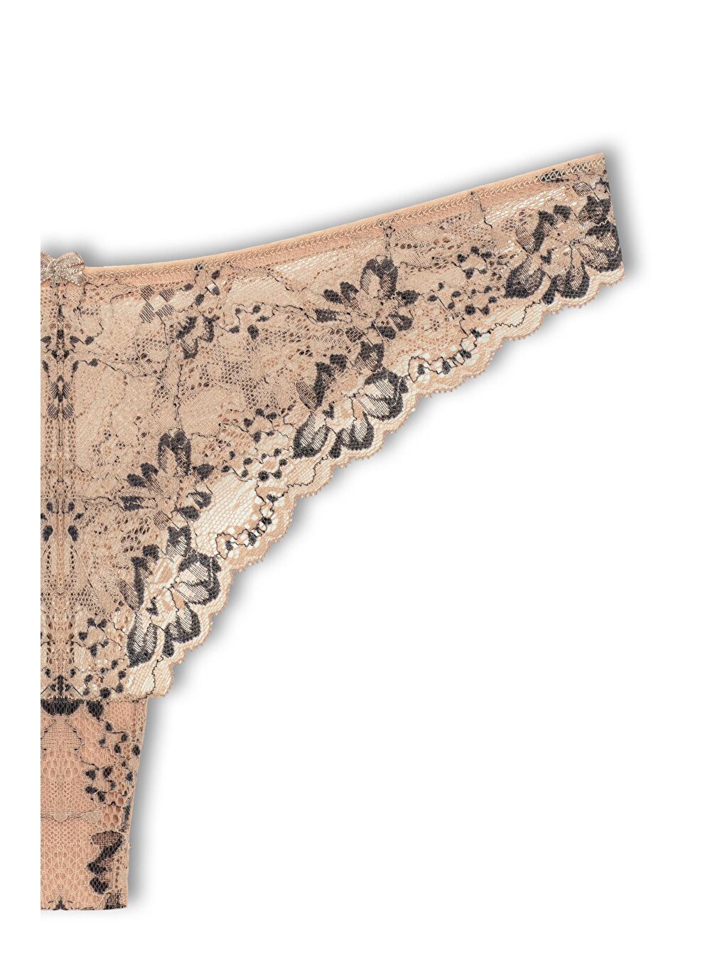 Kahverengi Çift Renk Dantelli Yüksek Bel Brazil Kadın Tanga Külot-2