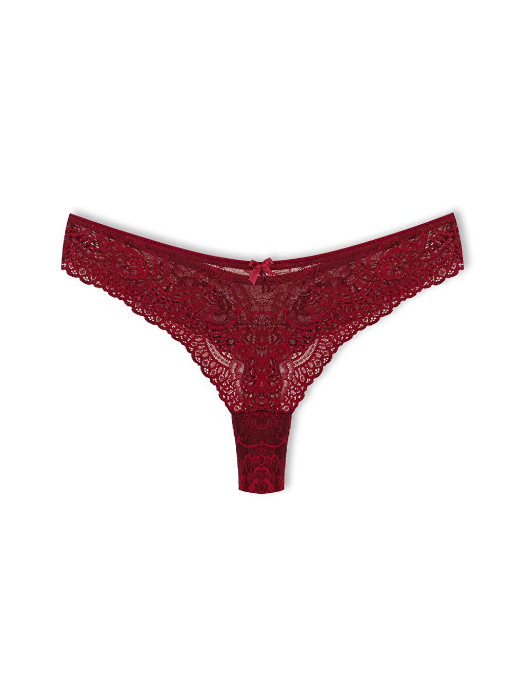 Bordo Dantelli Yüksek Bel Brazil Kadın Tanga Külot
