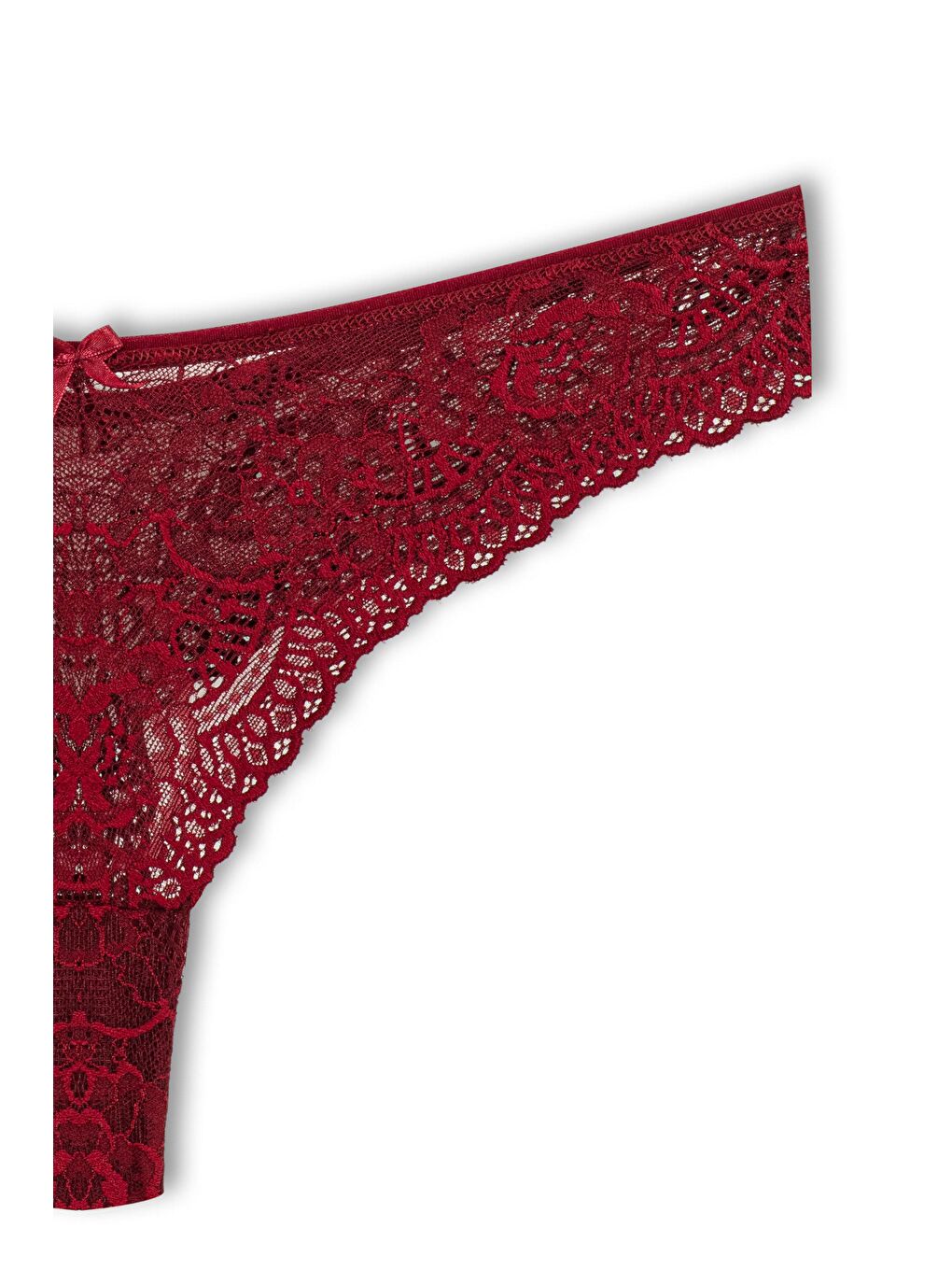 Bordo Dantelli Yüksek Bel Brazil Kadın Tanga Külot-2