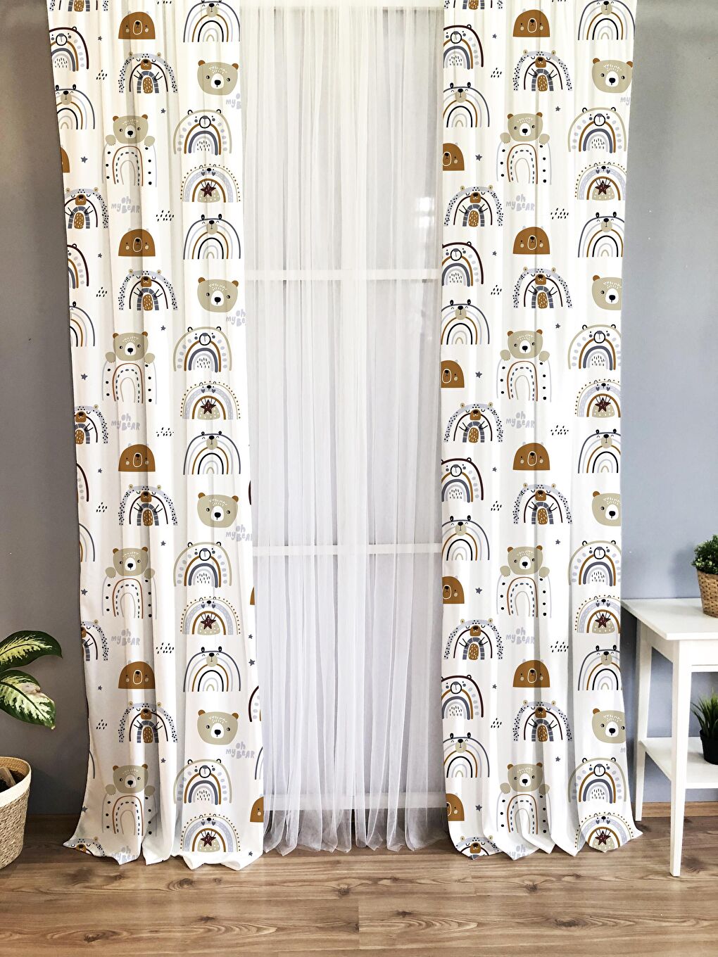 Karışık Desenli Çocuk Ve Bebek Odası TEK KANAT Fon Perde