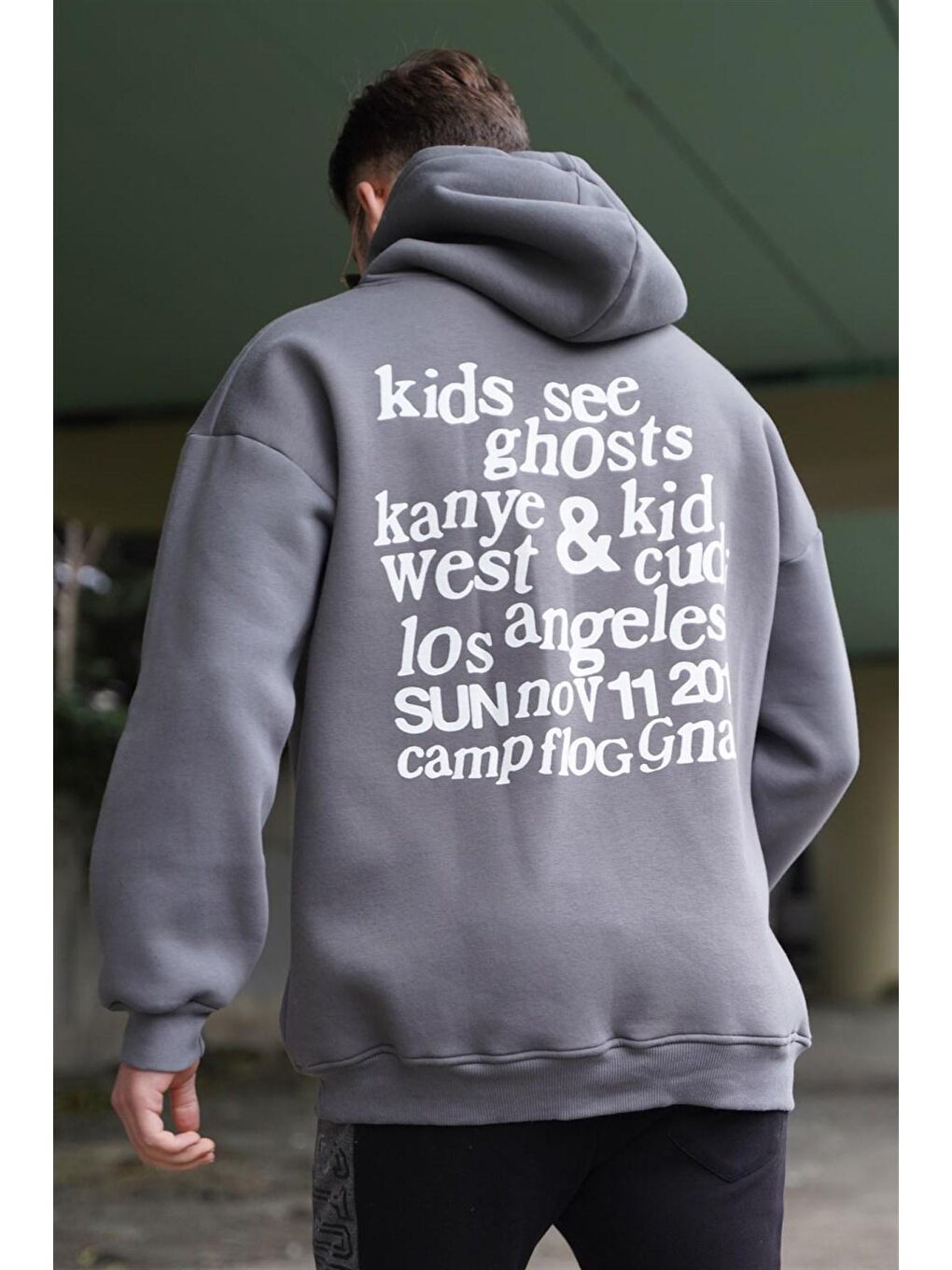 Gri Füme  Oversize Erkek Sweatshirt 5337-1