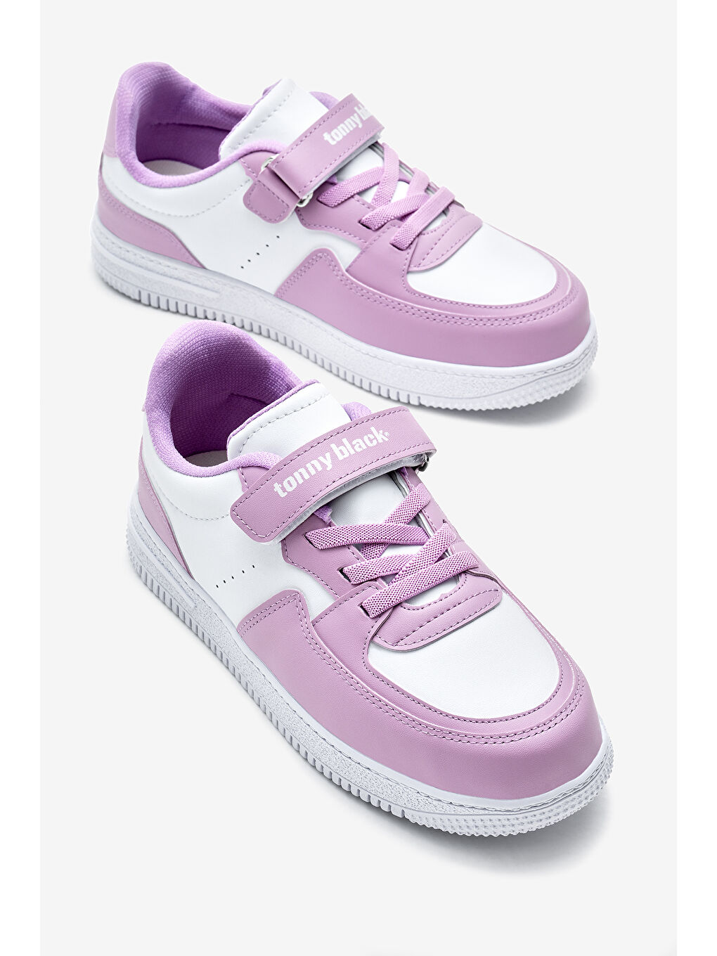 Çocuk Unisex Beyaz Lila Termo Taban Cırtlı Lastik Bağcıklı Spor Ayakkabı-2
