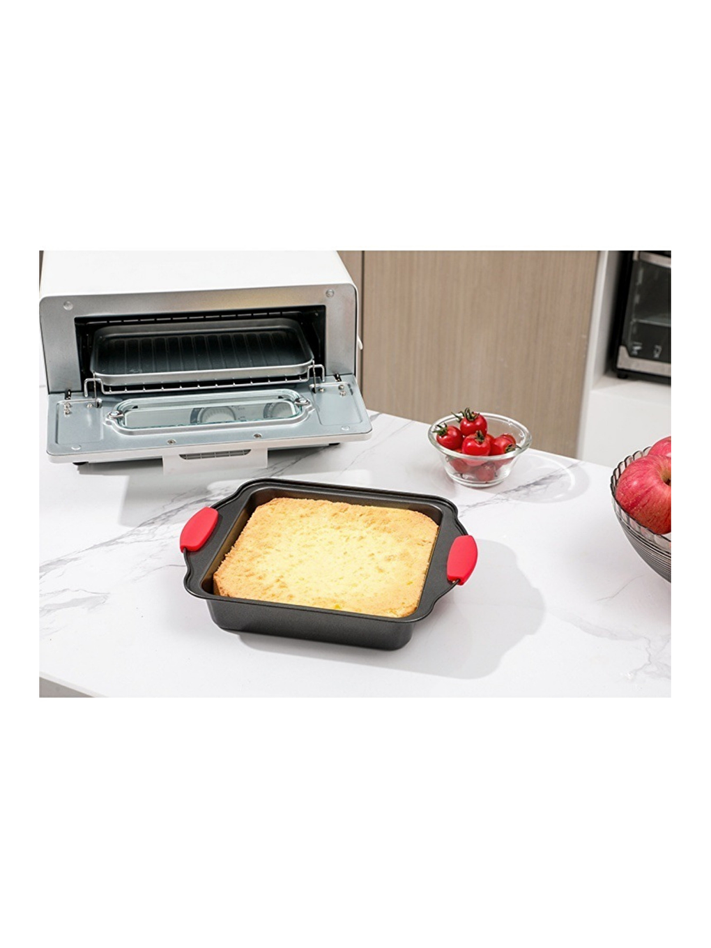 Antrasit Karbon Siyah Çelik Orta Boy Fırın Tepsisi 24 x 30 x 7 cm - 1 Adet-4