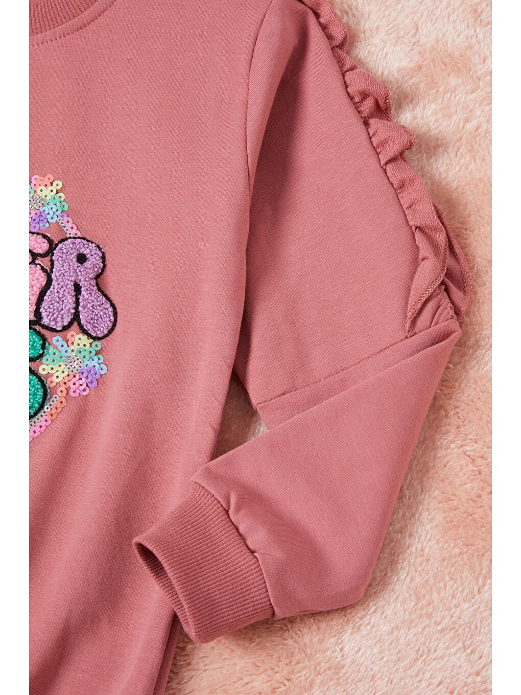 Koyu Pembe Summer Yazı Nakışlı Kız Çocuk Sweatshirt 16584-2