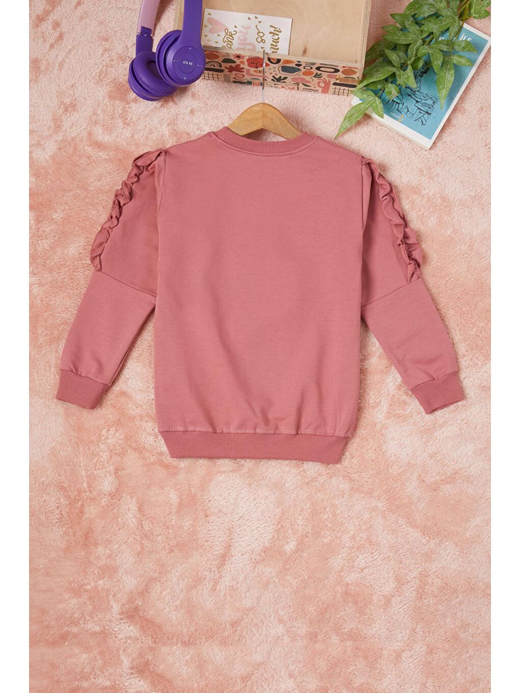 Koyu Pembe Summer Yazı Nakışlı Kız Çocuk Sweatshirt 16584-3