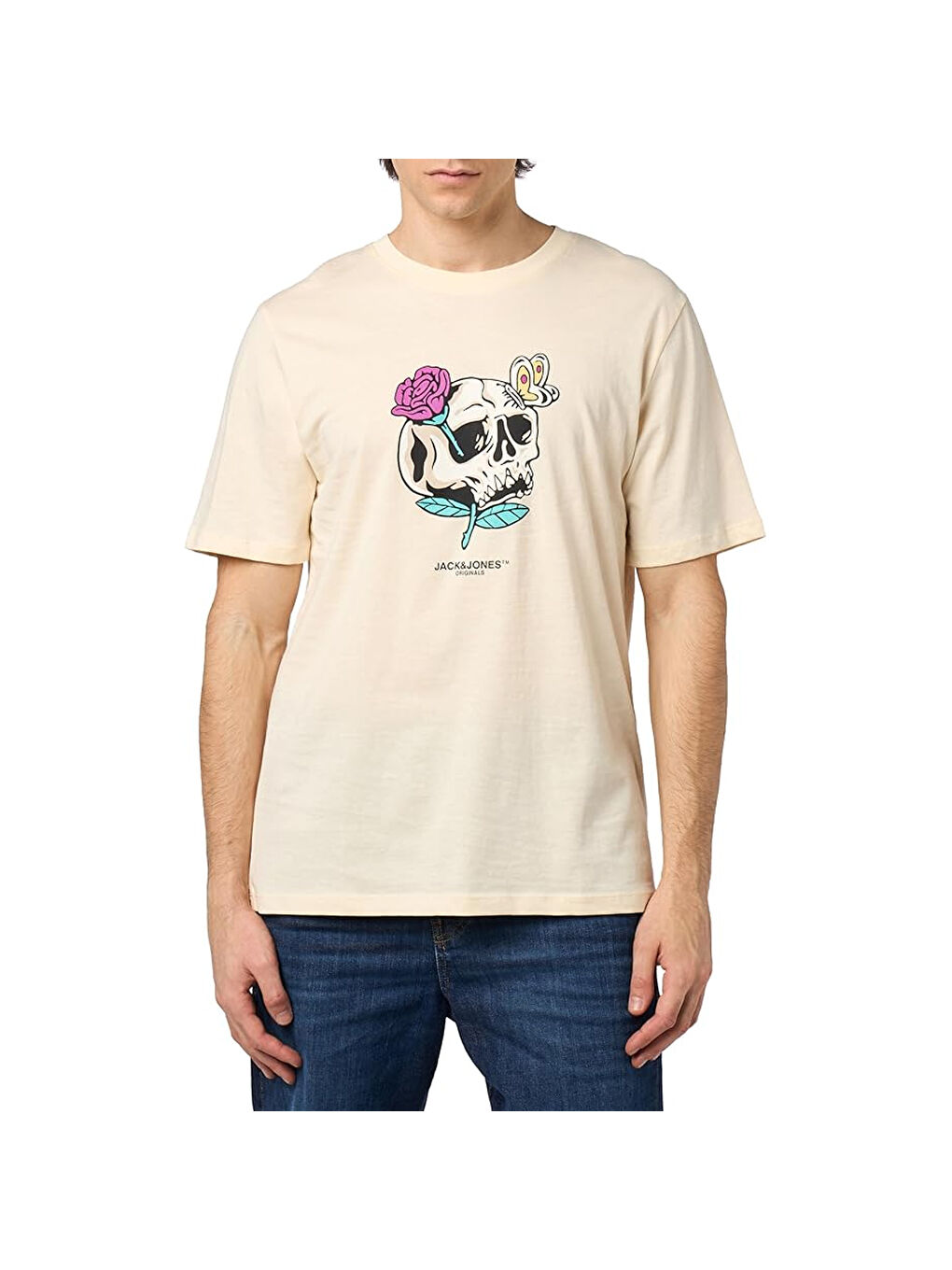 Jack & Jones Tampa Erkek Ekru Yuvarlak Yaka Tişört