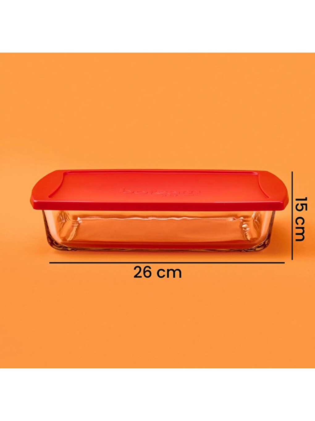 Karışık Kapaklı Dikdörtgen Borcam - Şeffaf / Kırmızı - 1320 Ml-4