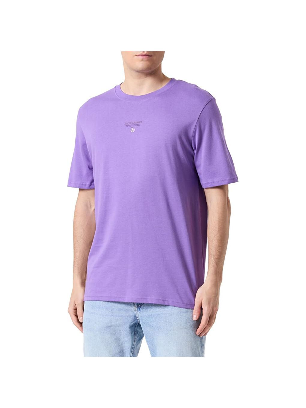 Typo Erkek Mor Bisiklet Yaka Tişört