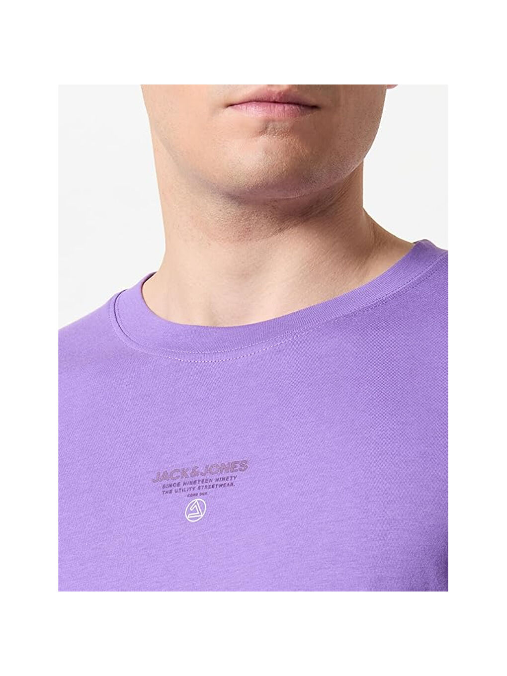 Typo Erkek Mor Bisiklet Yaka Tişört-1