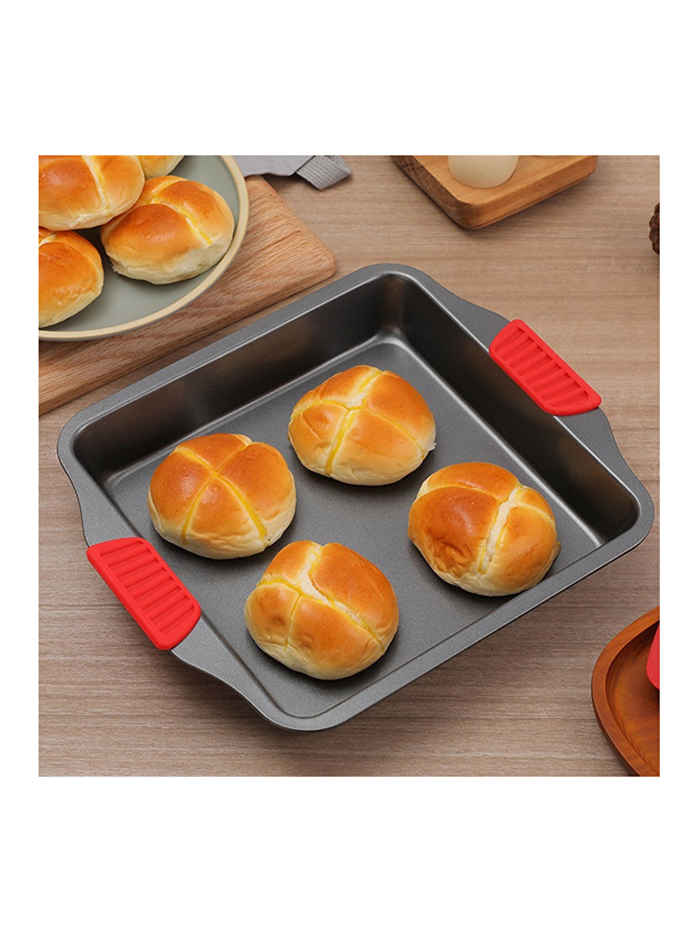 Antrasit Karbon Siyah Çelik Orta ve Büyük Boy Fırın Tepsisi 24 x 40 x 7 cm - 2 Adet-6