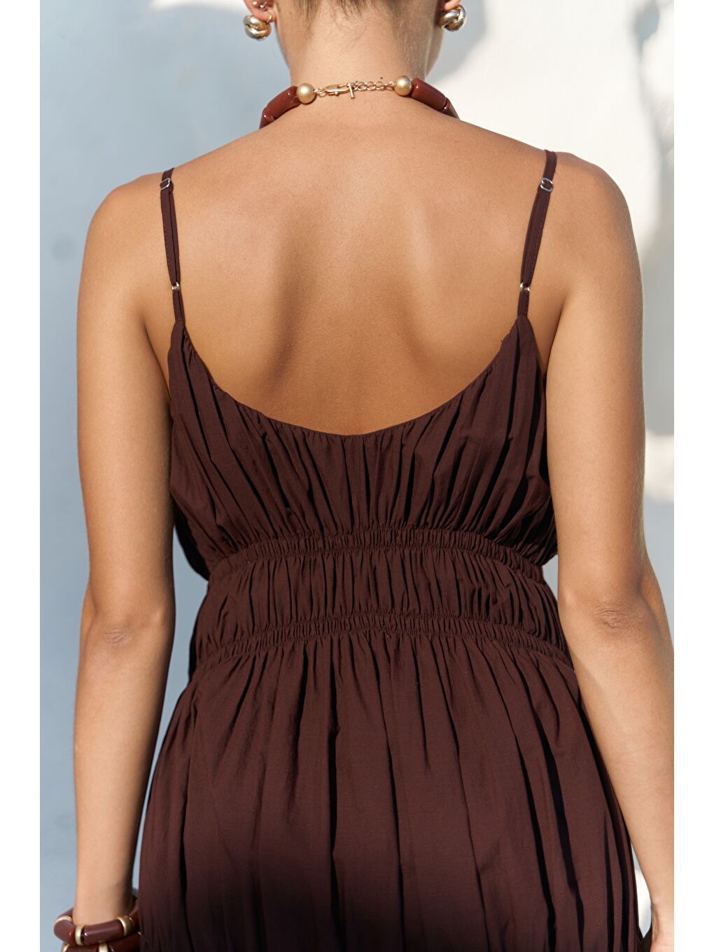 Dozza Askılı Bordo Uzun Elbise-7