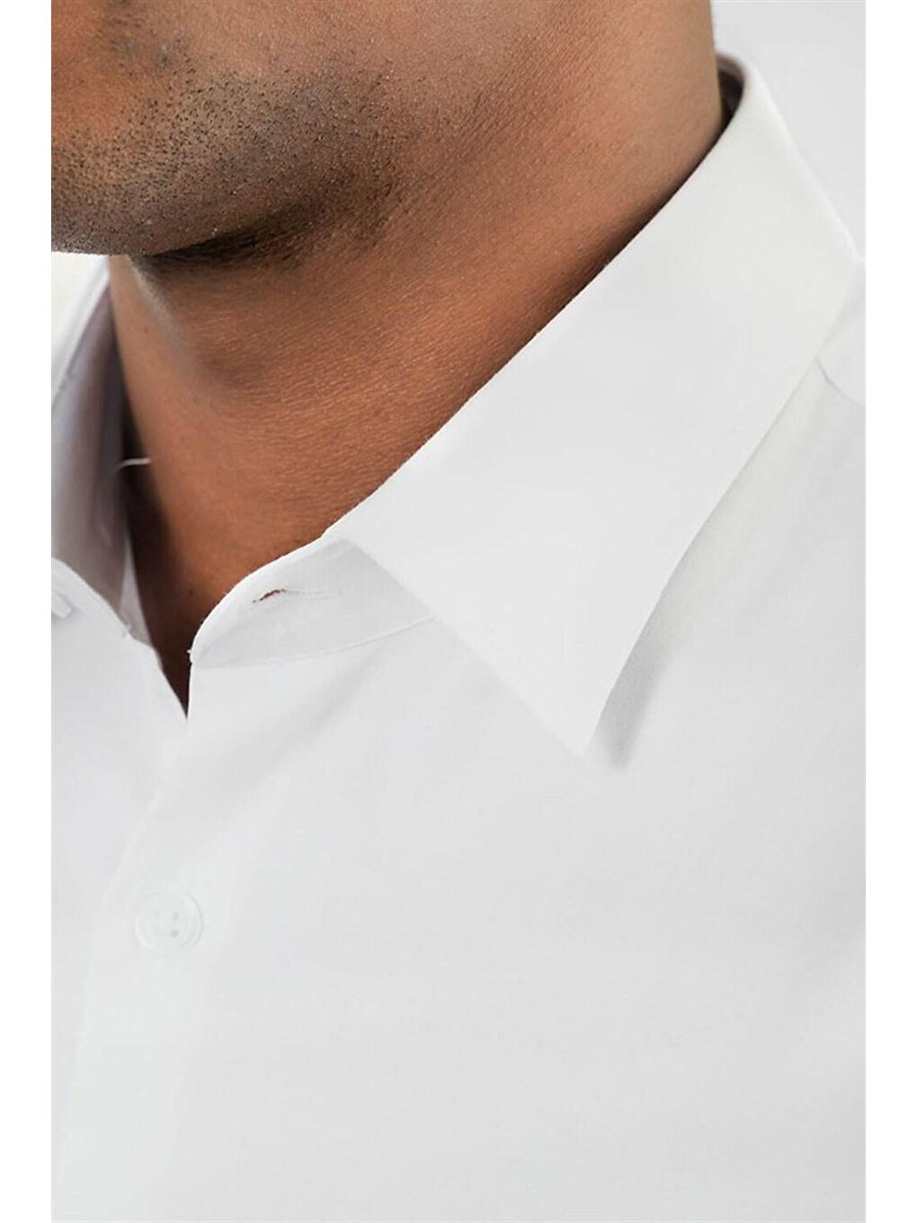 Süper Slim Fit Elastanlı Pamuk Saten Erkek Beyaz Gömlek-2
