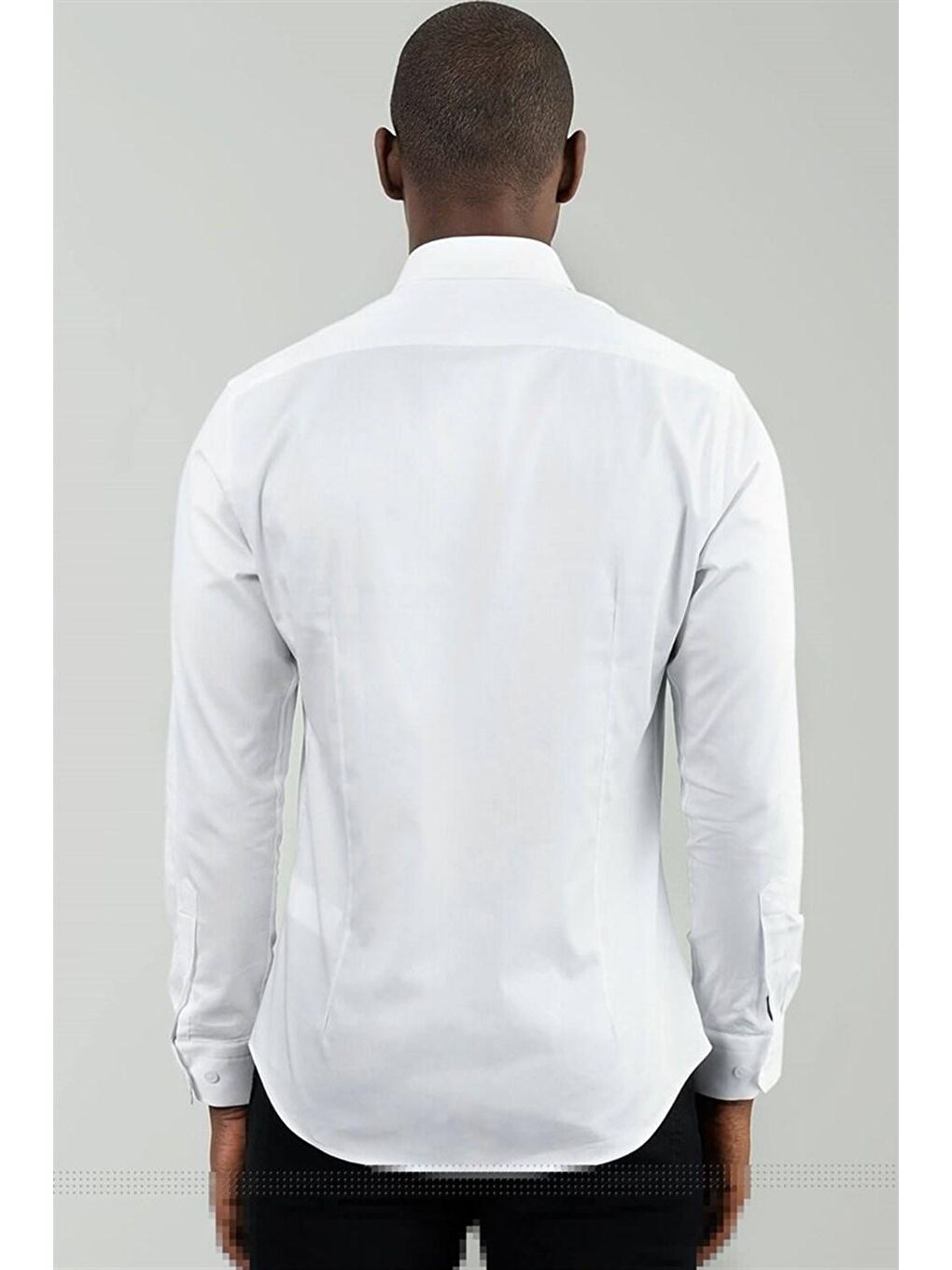 Süper Slim Fit Elastanlı Pamuk Saten Erkek Beyaz Gömlek-3