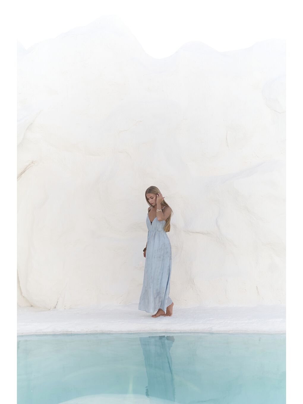 Aden Boncuk Detay Mavi Elbise-4