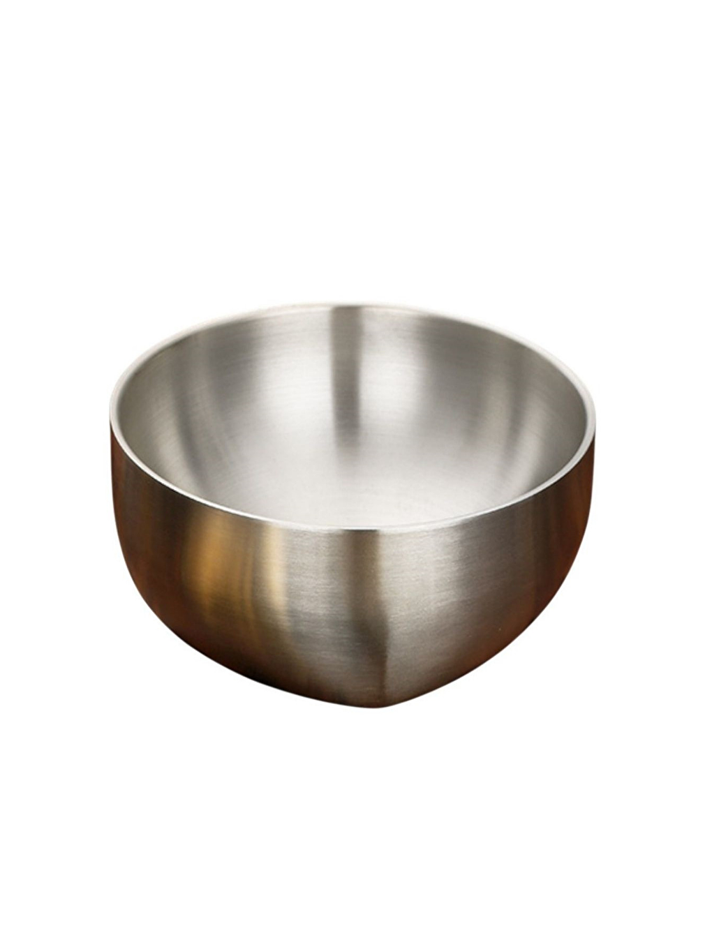 Bej Çelik Çift Cidarlı Çırpma ve Karıştırma Kabı 18 cm, 18/10 - 304 Kalite - Paslanmaz Çelik-1