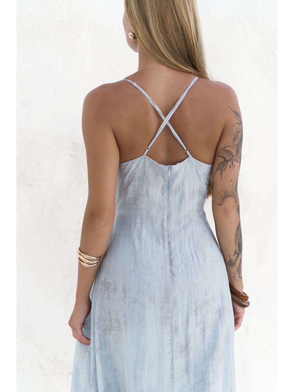 Aden Boncuk Detay Mavi Elbise-6