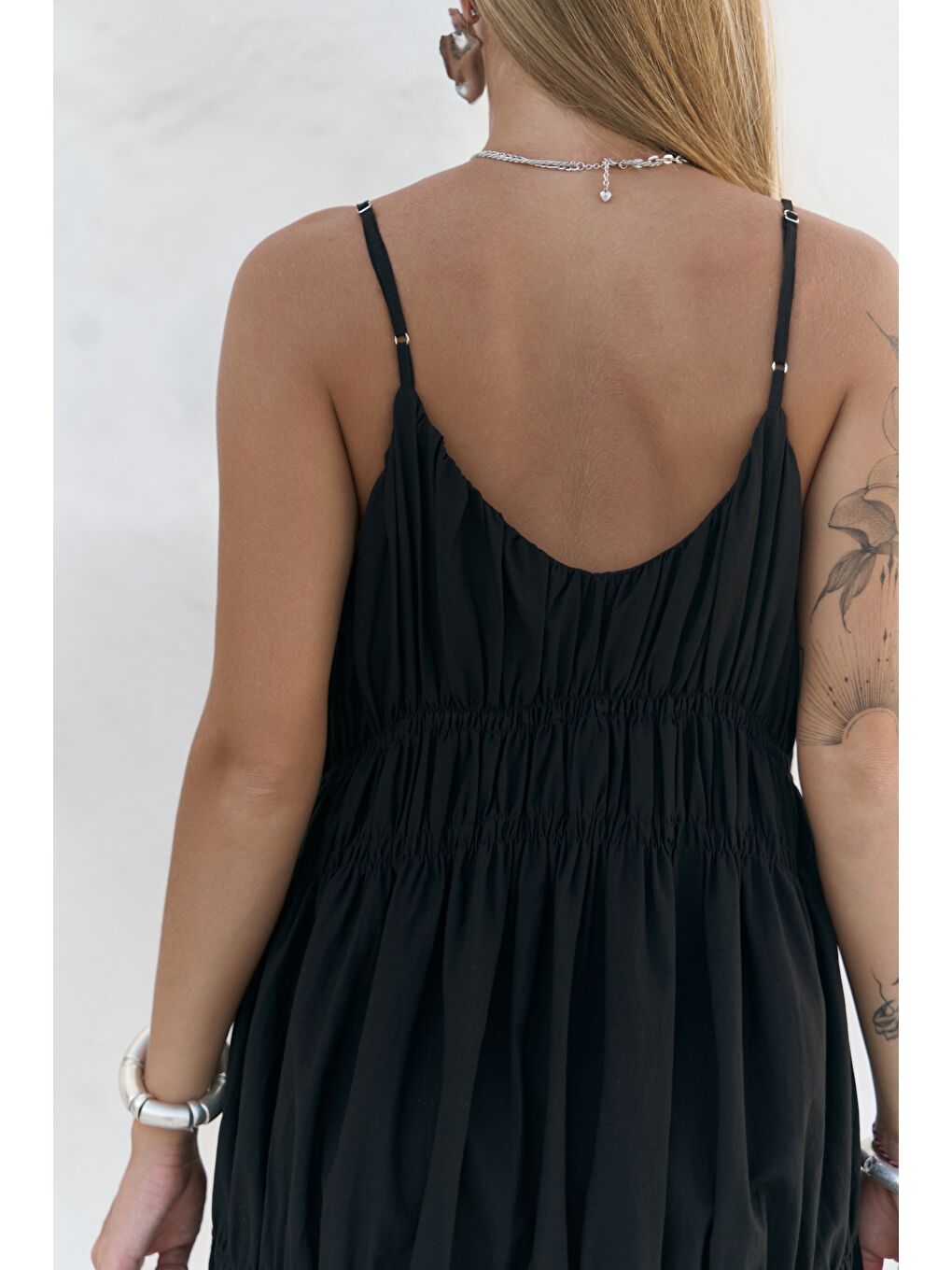 Dozza Askılı Siyah Uzun Elbise-7