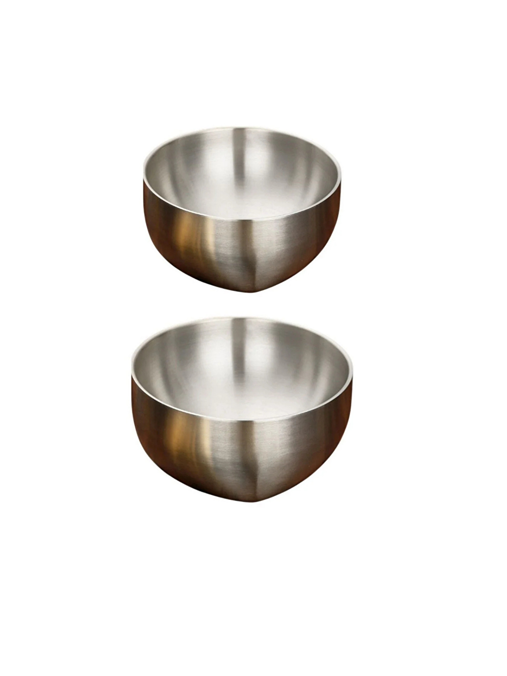 Bej Paslanmaz Çelik Çift Cidarlı Çırpma Karıştırma Kabı, 18/10, 14 + 16 cm - 2 Adet-1