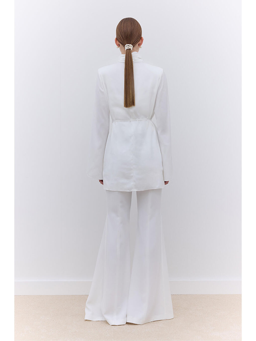 Saten Geniş Kol Tunik Ekru-3