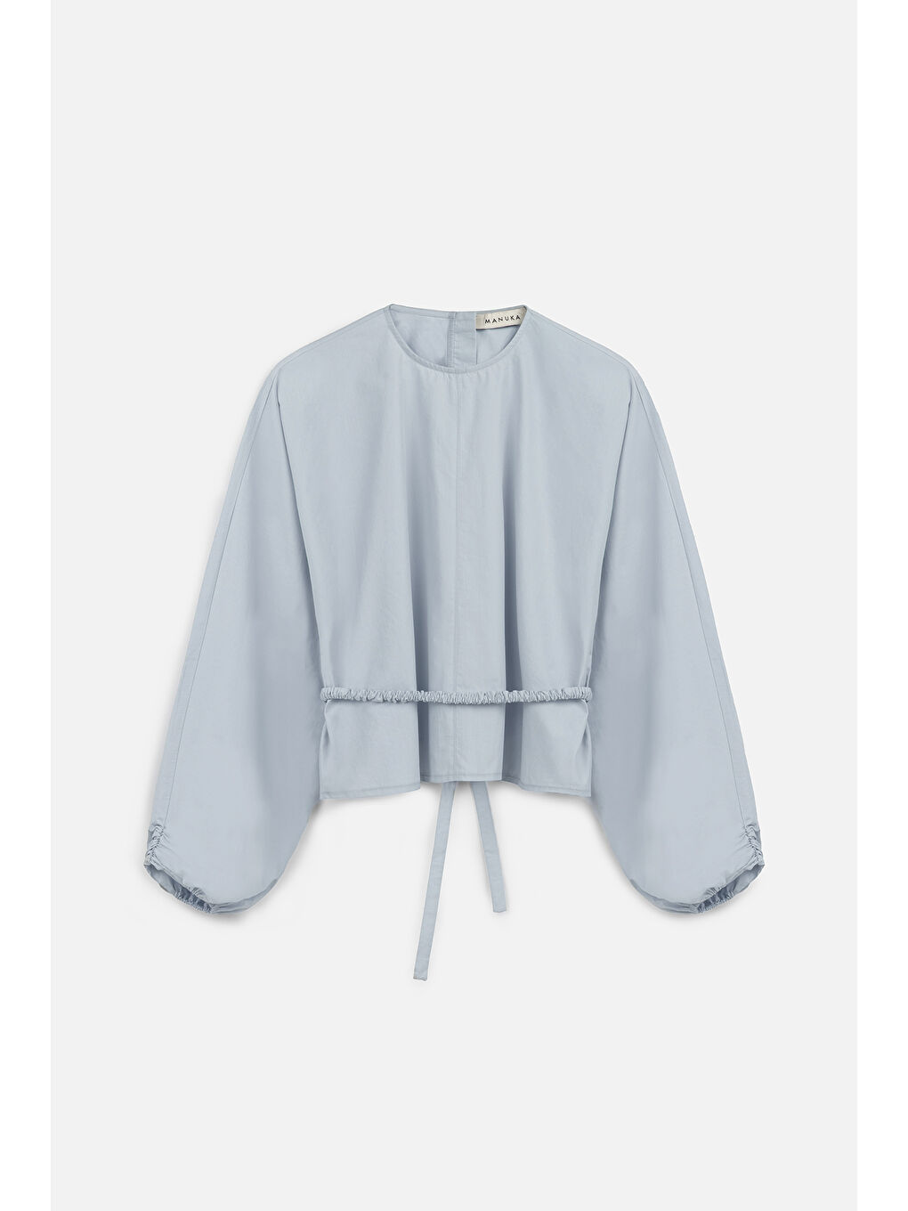 Bağlama Detaylı Kısa Bluz Mavi-1